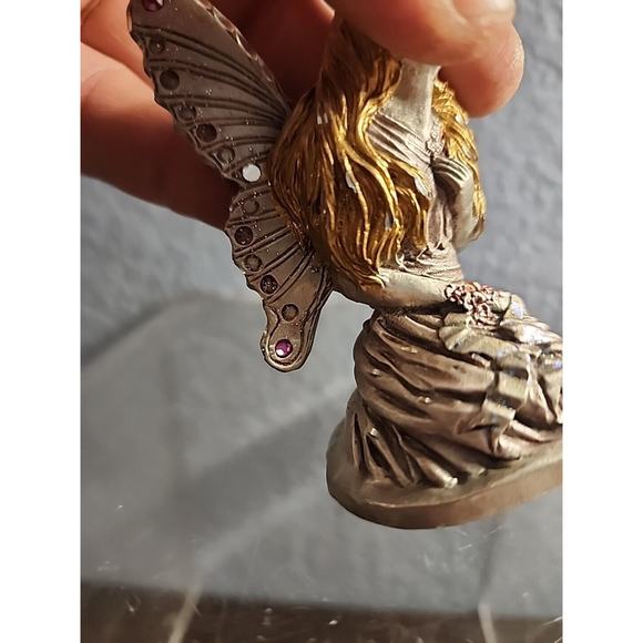 Rare Michelle Phelps Pewter Mythical Fairy Angel Pink Rhinestones 1993 - Picture 4 of 5